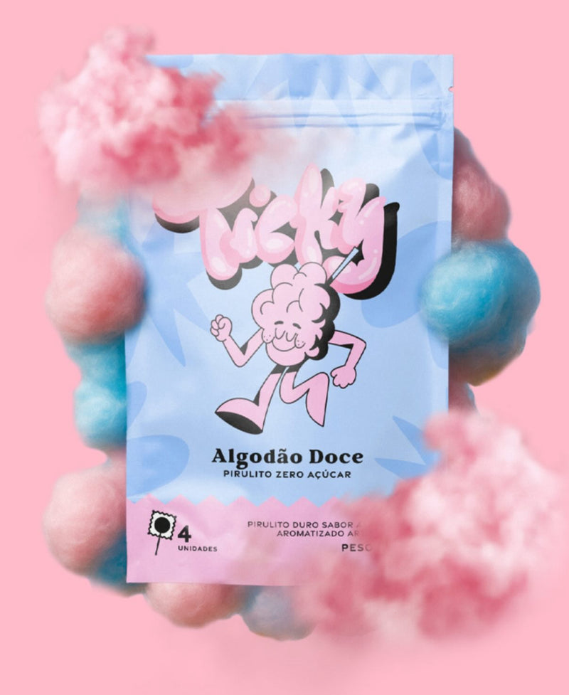 Pirulito Zero Açúcar Ticky - Sabor Algodão Doce Antonella Braga